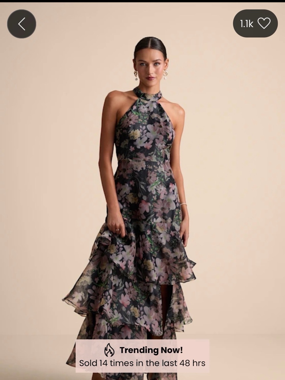 BNWT LULU’s - Floral Halter Maxi Dress in Black & purple